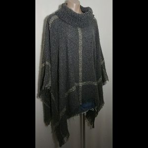 WORLD MARKET TURTLENECK FUZZY SWEATER PONCHO 25x50 Unique